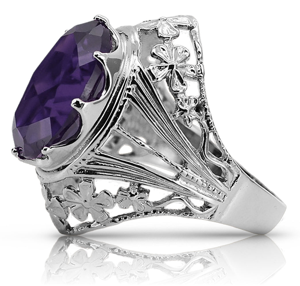 Vintage Alexandrite Ring in Sterling Silver (vrc031s-ax) — full view of the piece