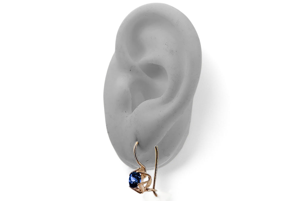 Vintage Sapphire Earrings in 14K Rose Gold (vec142r-sp) — full view of the piece