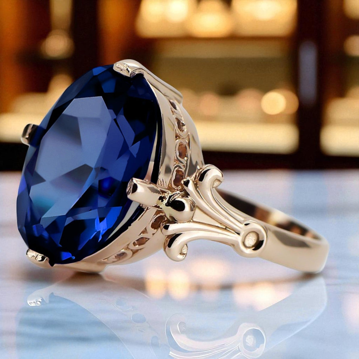 Vintage Sapphire Craft Ring in 14K Rose Gold (vrc369r-sp)