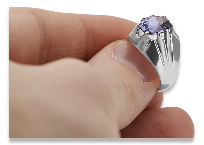 Vintage Alexandrite Ring in Sterling Silver (vrc016s-ax) — close-up of the hallmark on the inner band