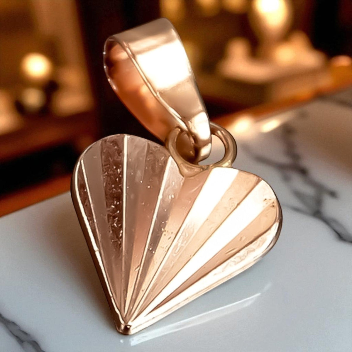 Vintage Heart Pendant in 14K Rose Gold (vpn080)