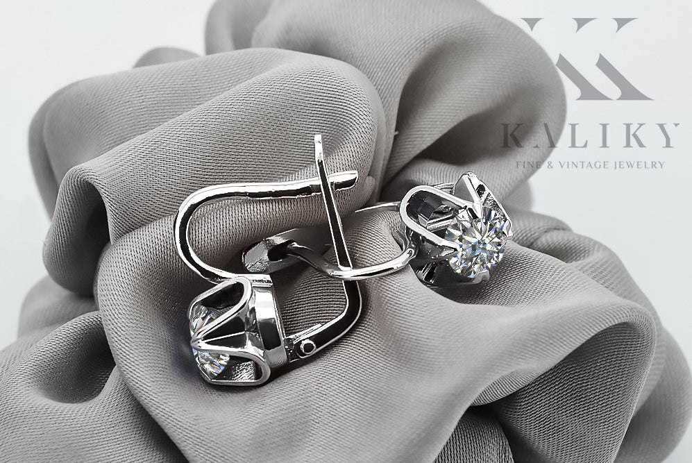 Vintage Zircon Earrings in 14K Rose Gold (vec018s-zi)