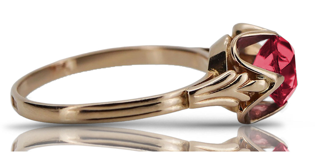 Vintage Ruby Ring in 14K Rose Gold (vrc023r-rb) — side view showing the setting
