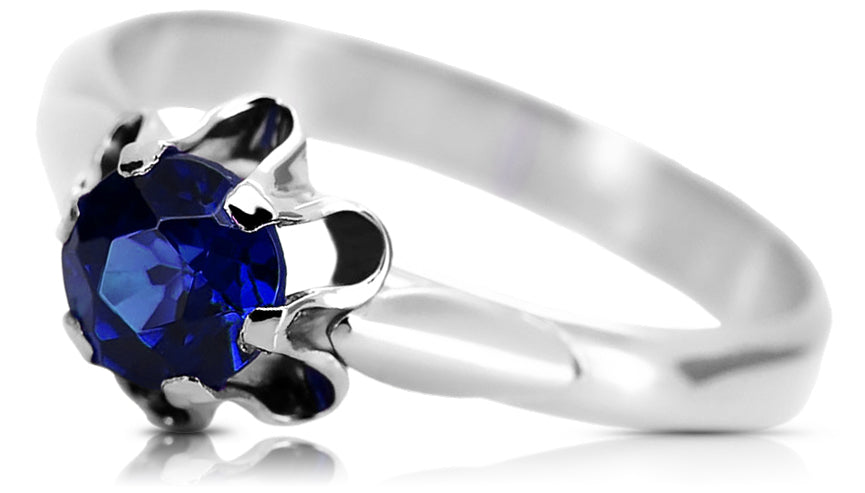 Vintage Sapphire Ring in Sterling Silver (vrc094s-sp)