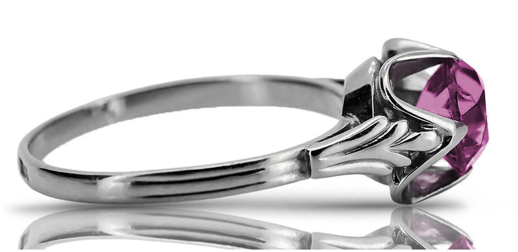Vintage Amethyst Ring in Sterling Silver (vrc023s-am) — full view of the piece