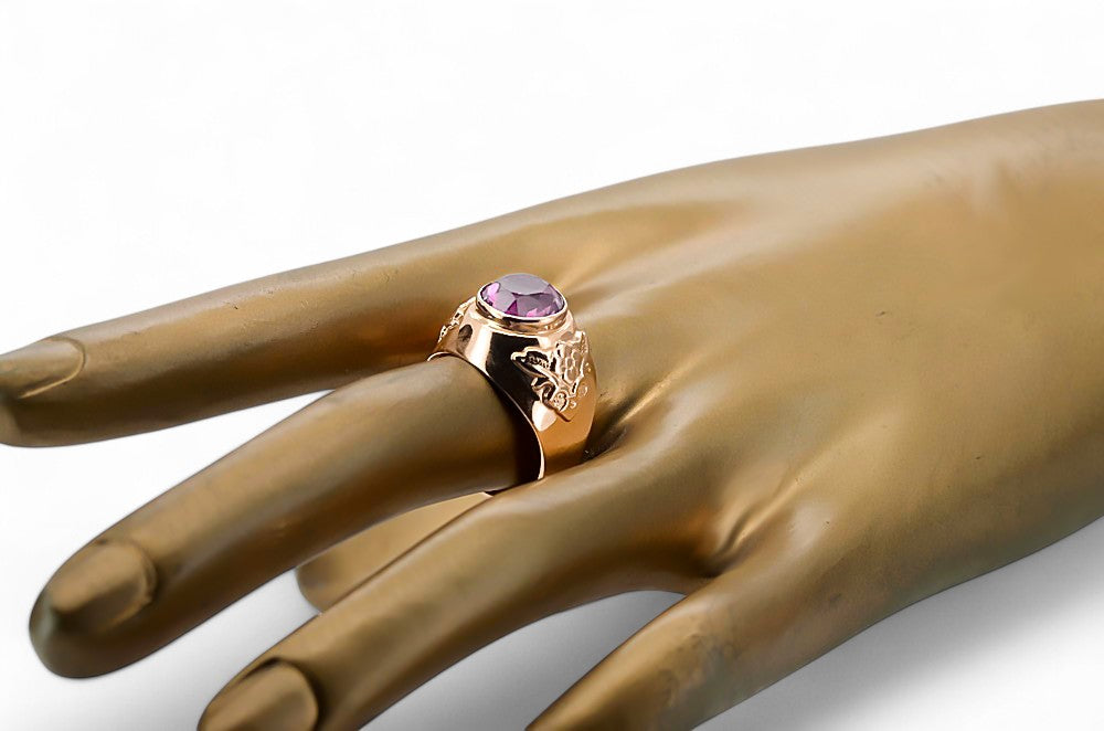 Vintage Amethyst Craft Ring in 14K Rose Gold (vrc078r-am) — full view of the piece