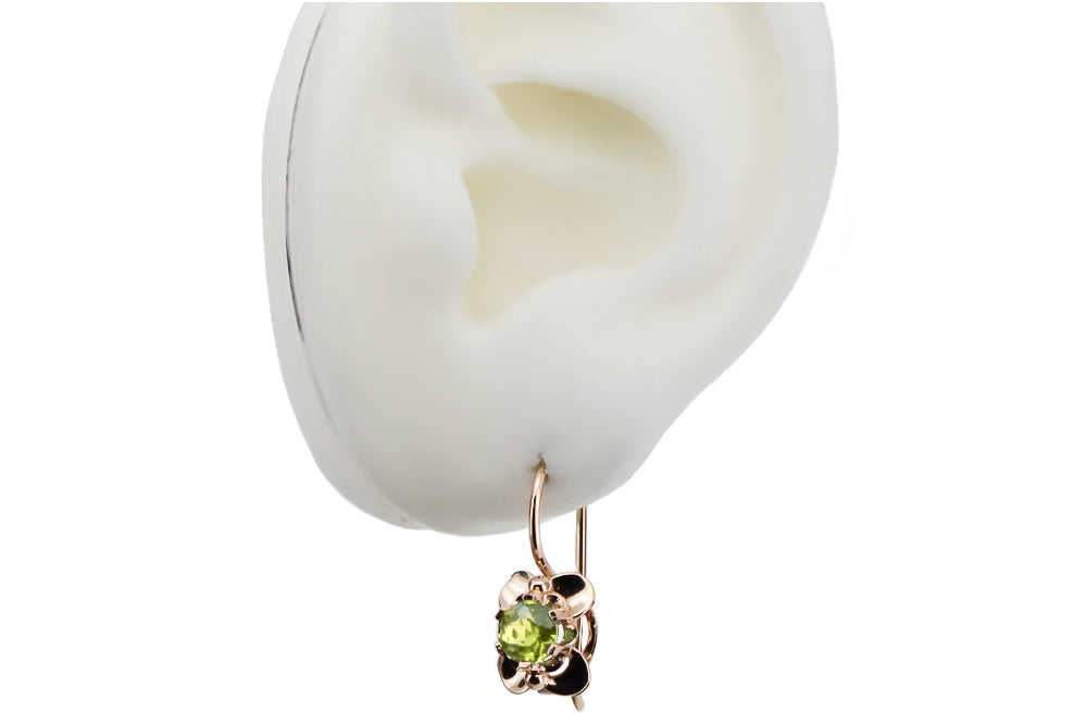 Vintage Yellow Peridot Craft Earrings in 14K Rose Gold (vec116r-yp) — full view of the piece