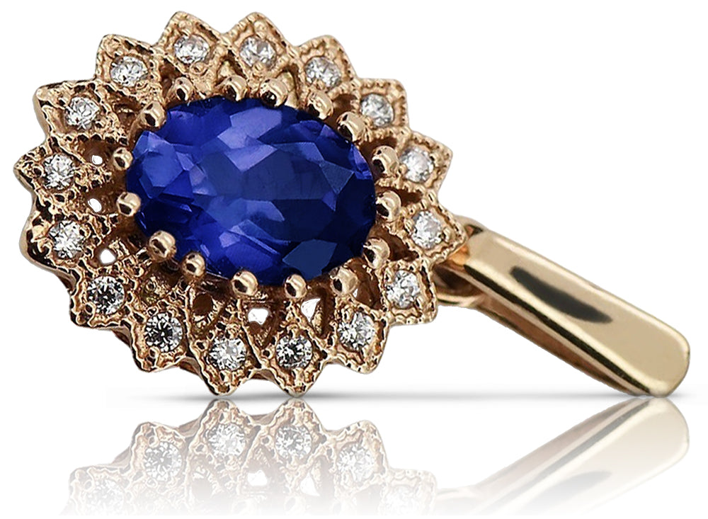 Vintage Sapphire Pendant in 14K Rose Gold (vpc018r-sp) — side view showing the setting