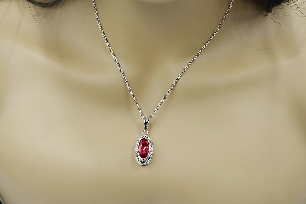 Vintage Ruby Pendant in Sterling Silver (vpc014s-rb) — full view of the piece
