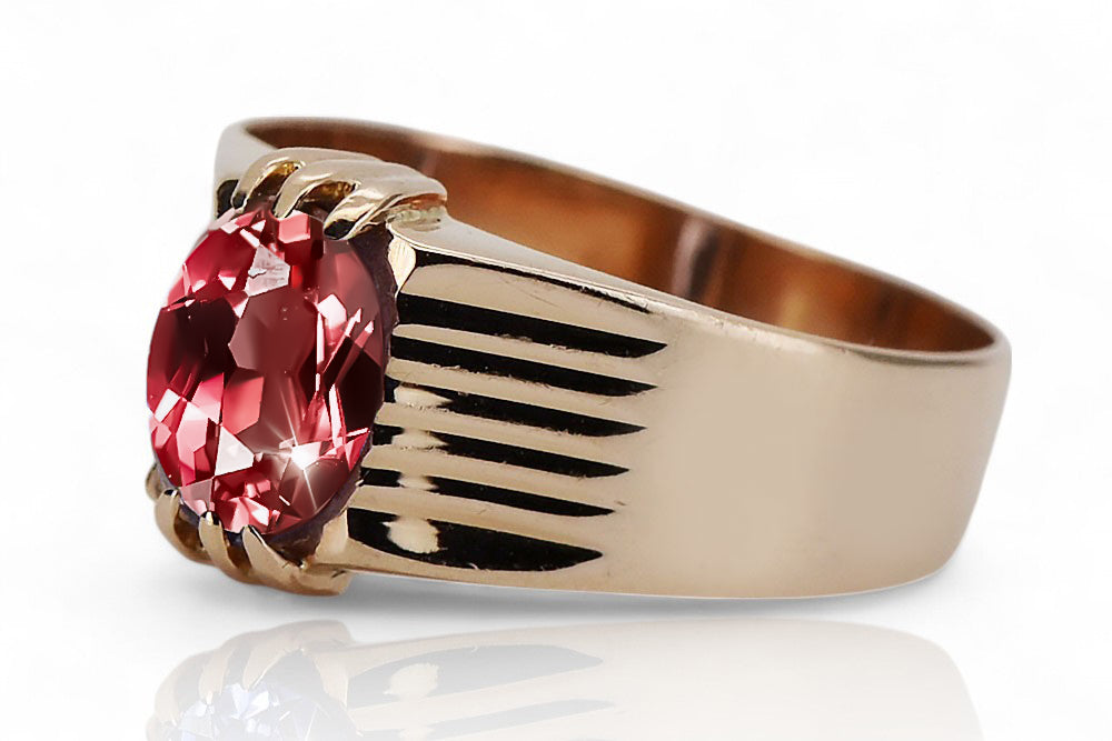 Vintage Ruby Craft Ring in 14K Rose Gold (vrc007r-rb) — worn on the hand, showing profile