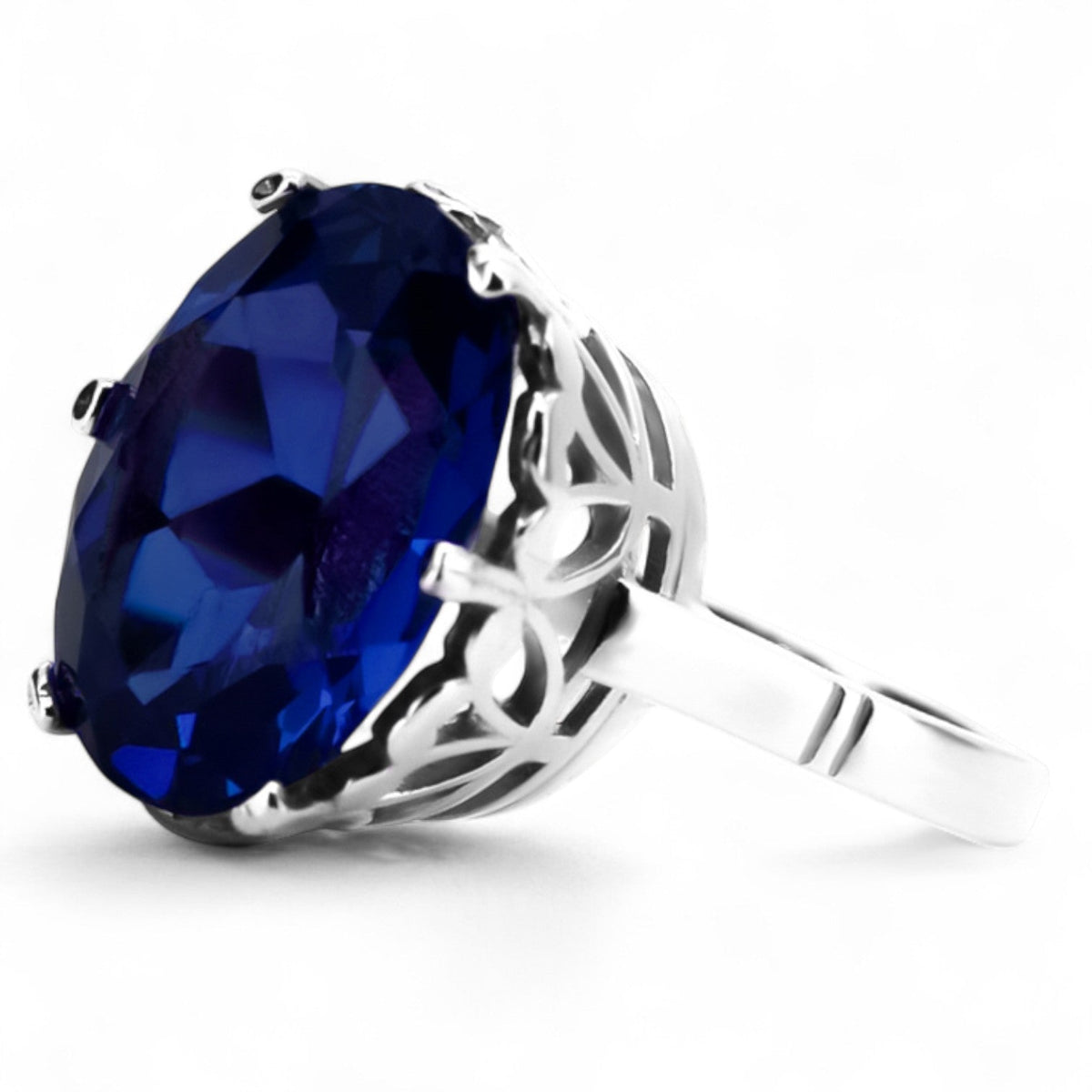 Vintage Sapphire Ring in Sterling Silver (vrc130s-sp)