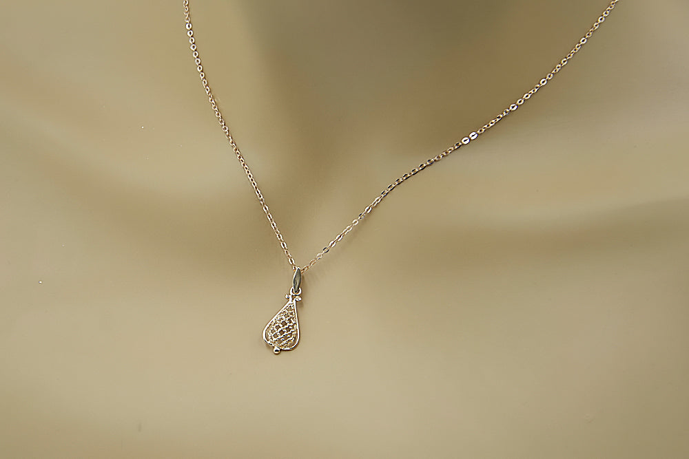 Vintage Leaf Pendant in 14K Rose Gold (vpn082) — view 7