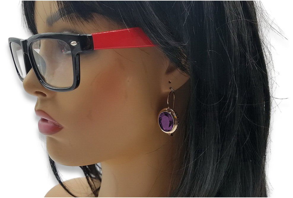 Vintage Amethyst Earrings in 14K Rose Gold (vec114r-am) — full view of the piece