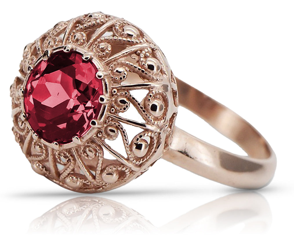 Vintage Ruby Ring in 14K Rose Gold (vrc059r-rb) — full view of the piece
