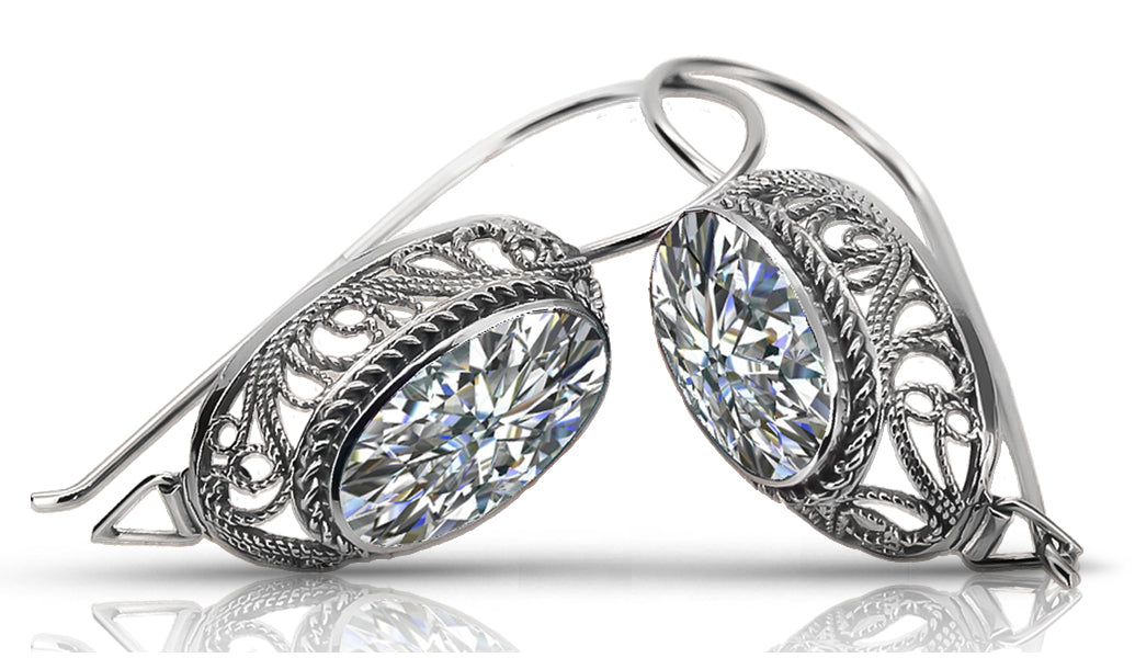 Vintage Zircon Cubic Earrings in Sterling Silver (vec023s-zi)