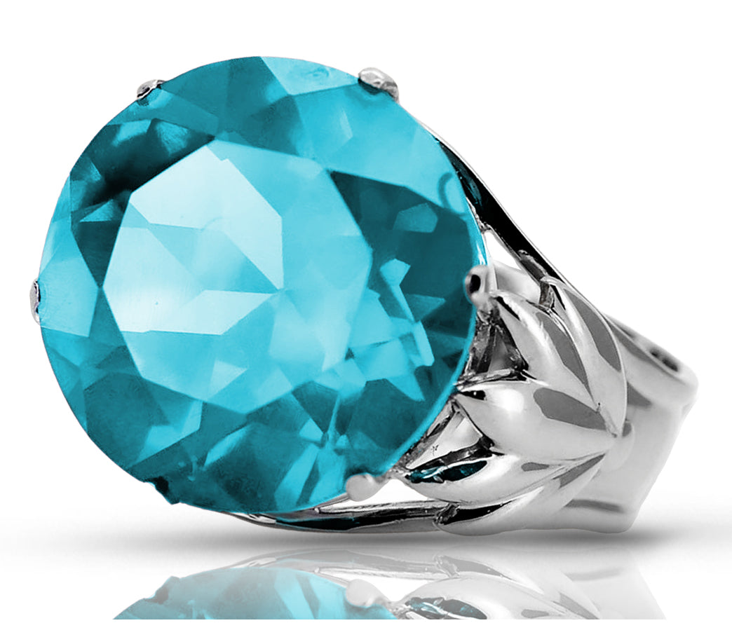 Vintage Aquamarine Ring in Sterling Silver (vrc029s-aq) — full view of the piece