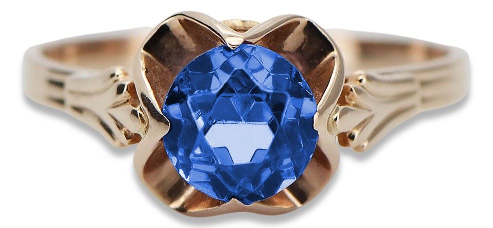 Vintage Sapphire Ring in 14K Rose Gold (vrc023r-sp) — side view showing the setting