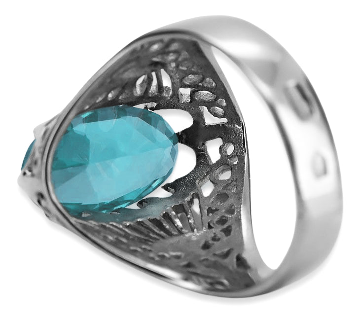 Vintage Aquamarine Ring in Sterling Silver (vrc020s-aq) — close-up of the hallmark on the inner band