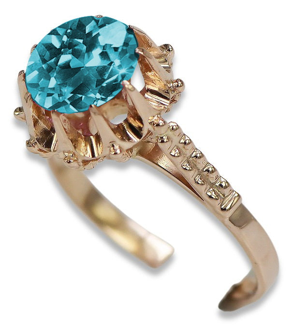 Vintage Aquamarine Ring in 14K Rose Gold (vrc045r-aq) — close-up of the hallmark on the inner band