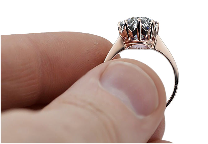 Vintage Zircon Ring in 14K Rose Gold (vrc157r-zi) — side view showing the setting