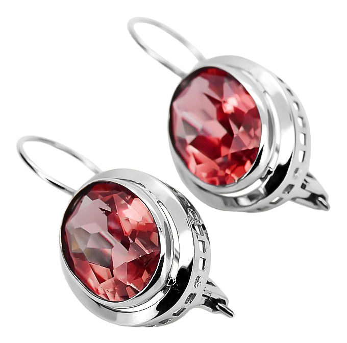 Vintage Ruby Earrings in Sterling Silver (vec114s-rb) — close-up of the hallmark on the inner band