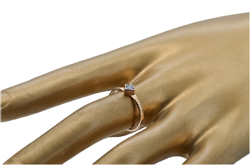 Vintage Zircon Ring in 14K Rose Gold (vrc138r-zi) — side view showing the setting
