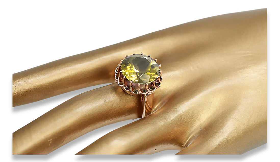 Vintage Yellow Peridot Ring in 14K Rose Gold (vrc035r-yp) — full view of the piece