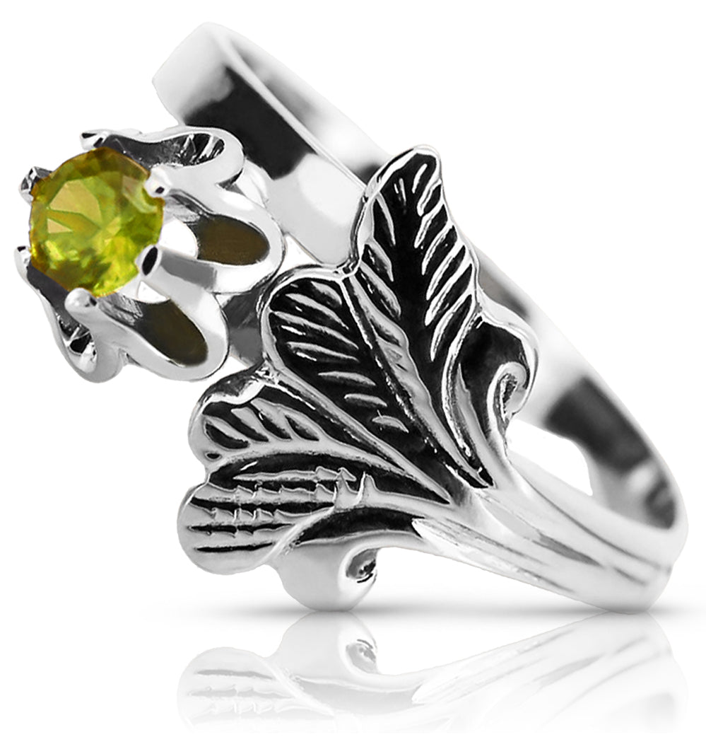 Vintage Yellow Peridot Ring in Sterling Silver (vrc169s-yp)