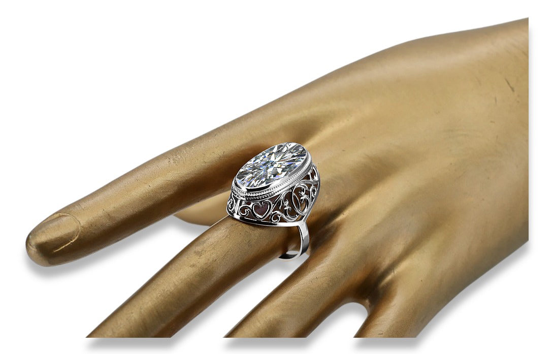 Vintage Zircon Ring in Sterling Silver (vrc184s-zi) — close-up of the hallmark on the inner band
