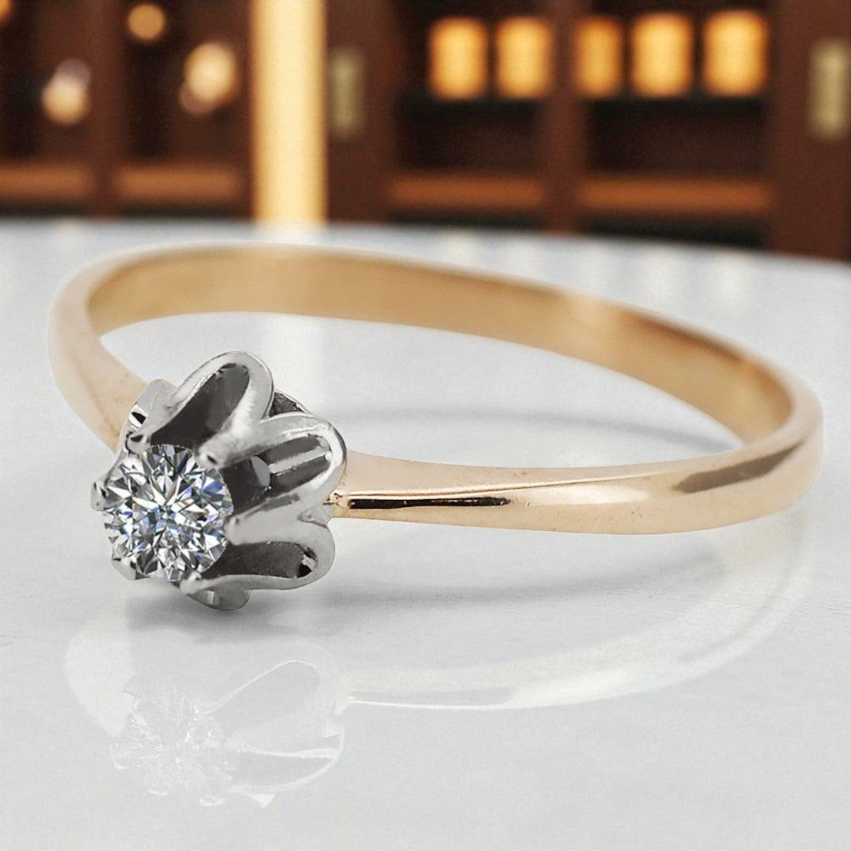 Vintage Zircon Ring in 14K Rose Gold (vrc353r-zi)