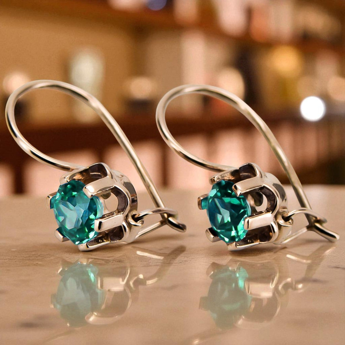Vintage Emerald Earrings in 14K Rose Gold (vec019r-em)