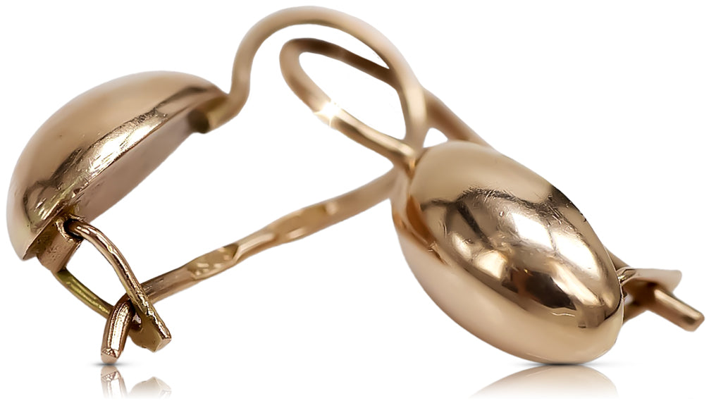Vintage Pear Earrings in 14K Rose Gold (ven101) — full view of the piece