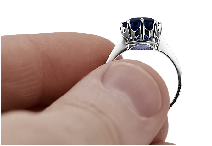 Vintage Sapphire Ring in Sterling Silver (vrc157s-sp) — full view of the piece