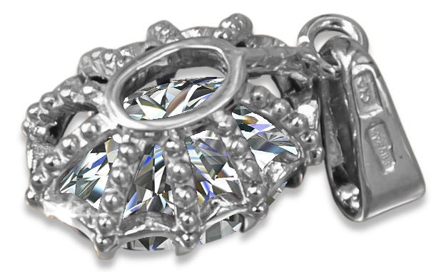 Vintage Zircon Pendant in Sterling Silver (vpc008s-zi)