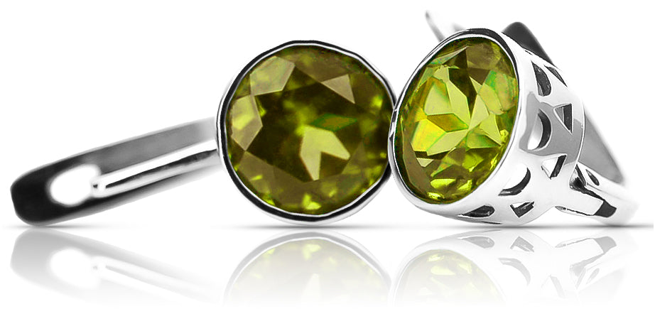 Vintage Yellow Peridot Earrings in Sterling Silver (vec107s-yp)