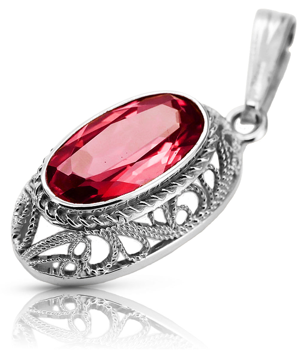 Vintage Ruby Pendant in Sterling Silver (vpc014s-rb)