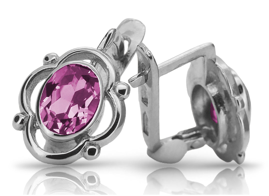 Vintage Amethyst Earrings in Sterling Silver (vec033s-am)