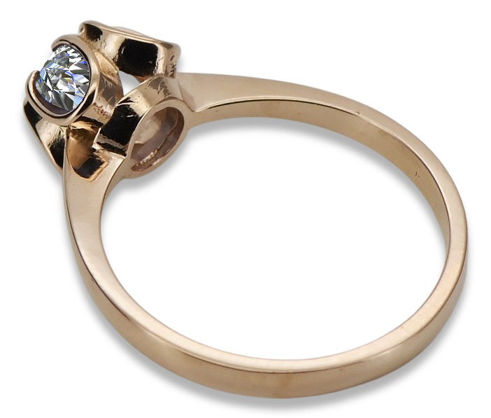 Vintage Zircon Ring in 14K Rose Gold (vrc348r-zi) — worn on the neckline, showing the drape