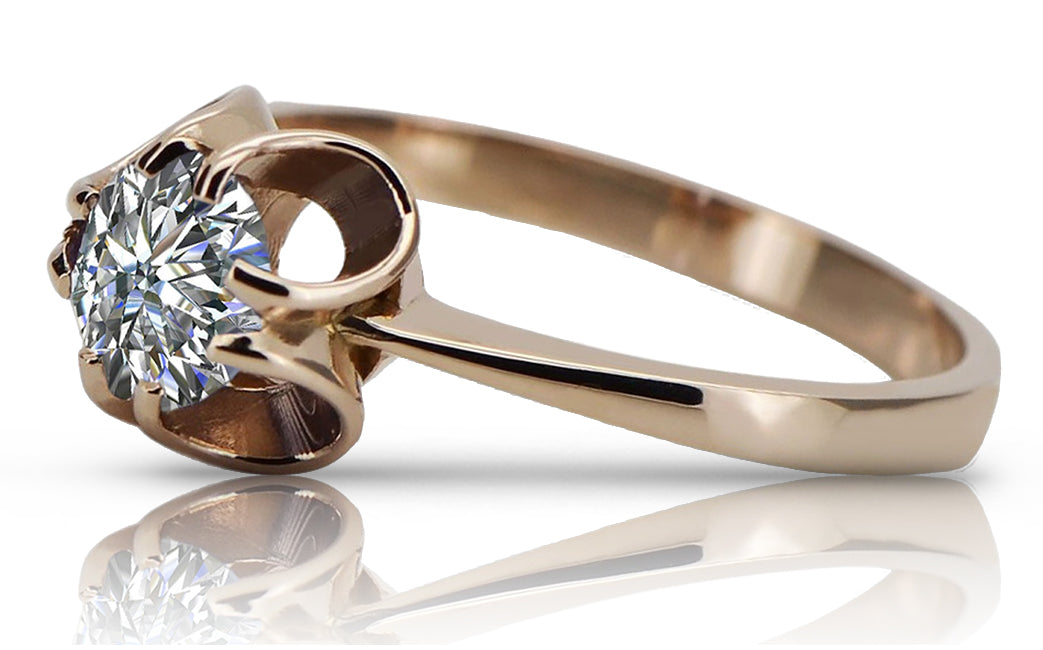 Vintage Zircon Ring in 14K Rose Gold (vrc348r-zi) — side view showing the setting