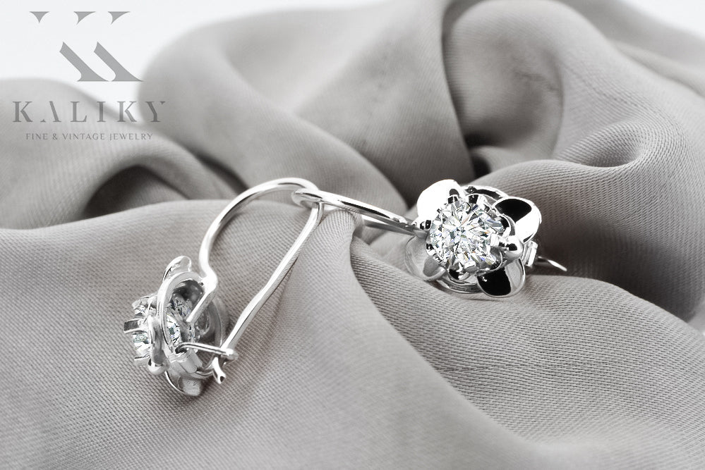 Vintage Zircon Cubic Earrings in Sterling Silver (vec116s-zi) — close-up of the hallmark on the inner band