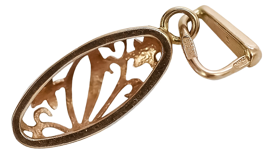 Vintage Leaf Pendant in 14K Rose Gold (vpn083) — view 2
