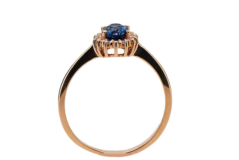 Vintage Sapphire Ring in 14K Rose Gold (crc009r-sp) — close-up of the hallmark on the inner band