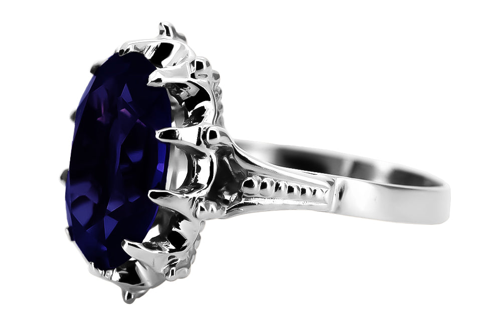 Vintage Sapphire Ring in Sterling Silver (vrc079s-sp) — full view of the piece