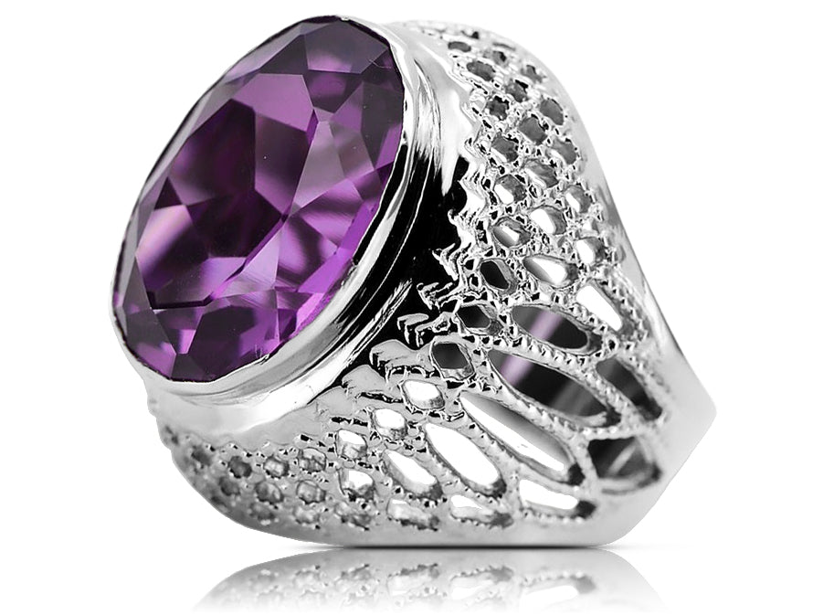 Vintage Amethyst Amethist Ring in Sterling Silver (vrc089s-am)