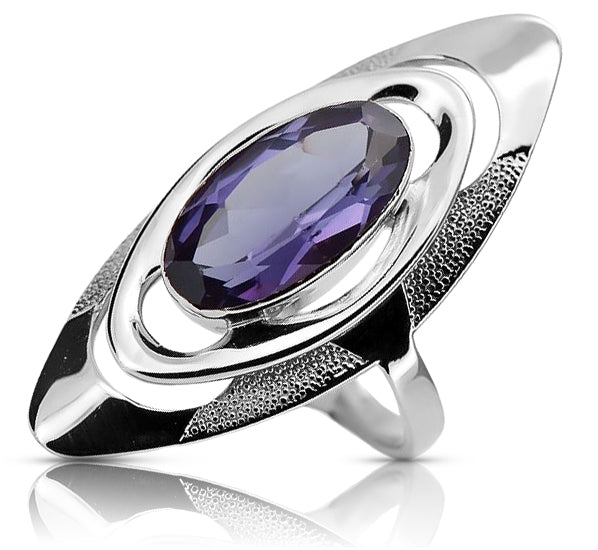 Vintage Alexandrite Ring in Sterling Silver (vrc189s-ax)
