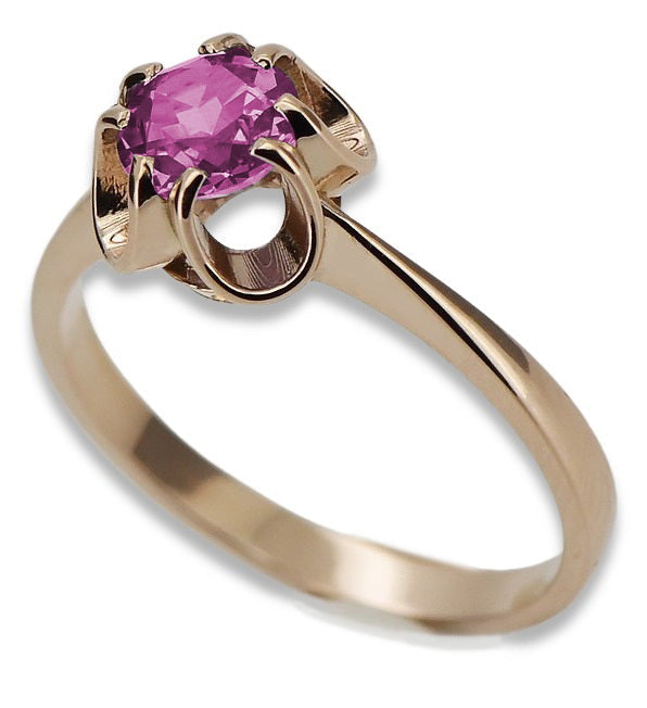 Vintage Amethyst Ring in 14K Rose Gold (vrc348r-am) — back view with the clasp
