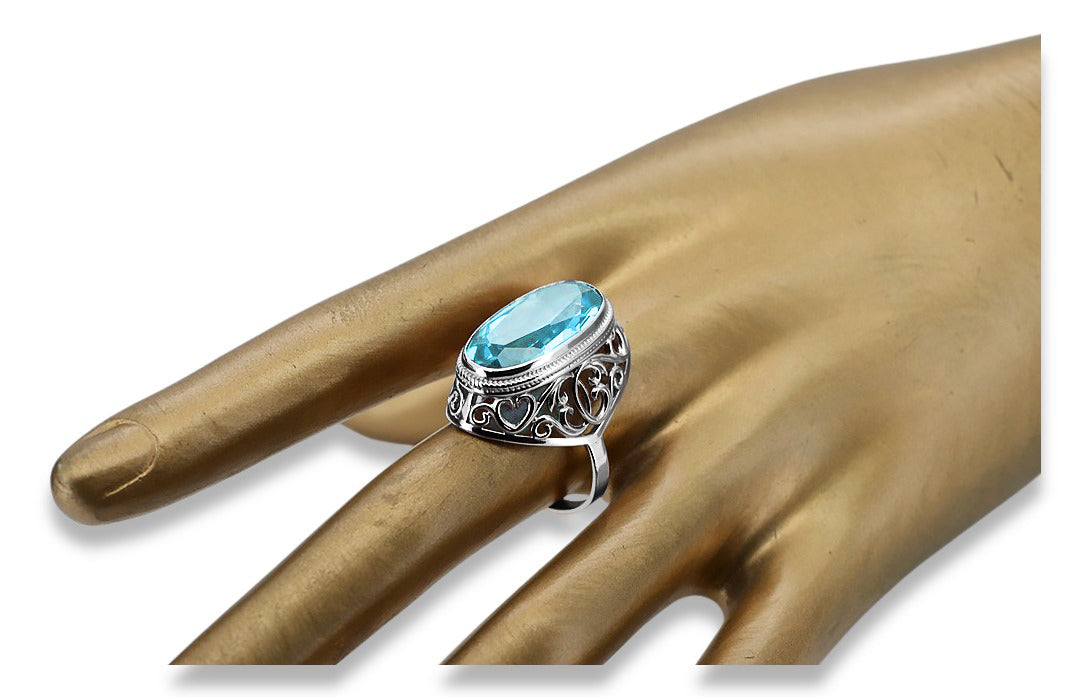 Vintage Aquamarine Ring in Sterling Silver (vrc184s-aq) — close-up of the hallmark on the inner band