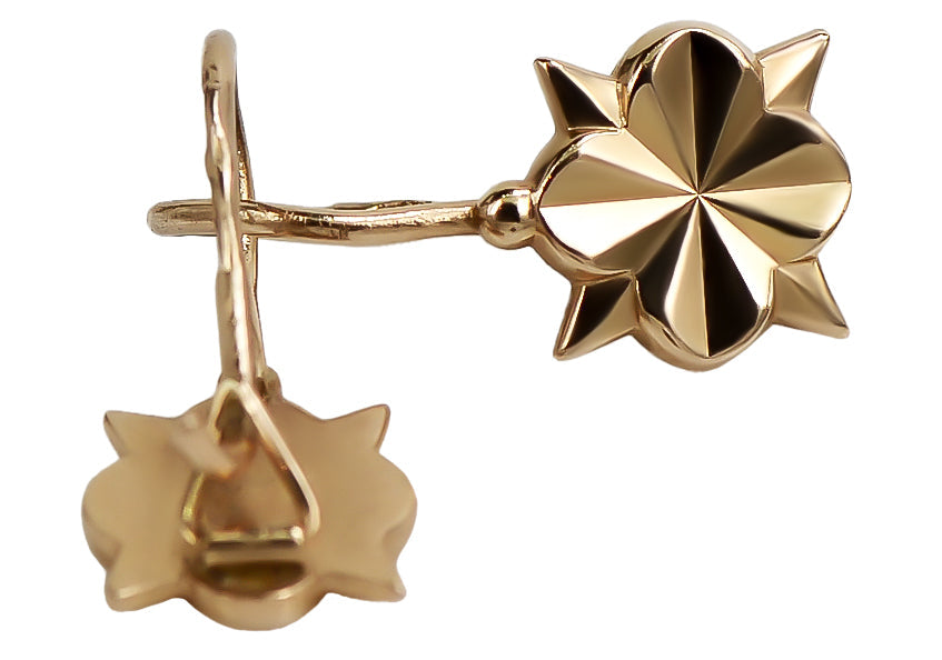 Vintage Flower Earrings in 14K Rose Gold (ven002) — full view of the piece