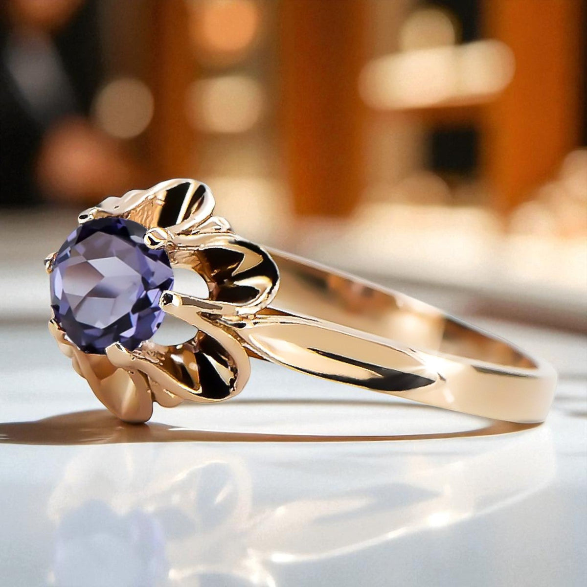 Vintage Alexandrite Ring in 14K Rose Gold (vrc004r-ax)