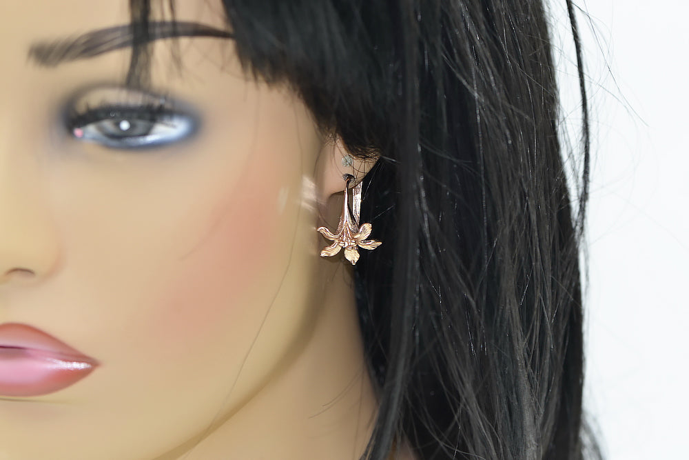 Vintage Flower Earrings in Rose Gold-Plated Sterling Silver (ven222rp) — view 6